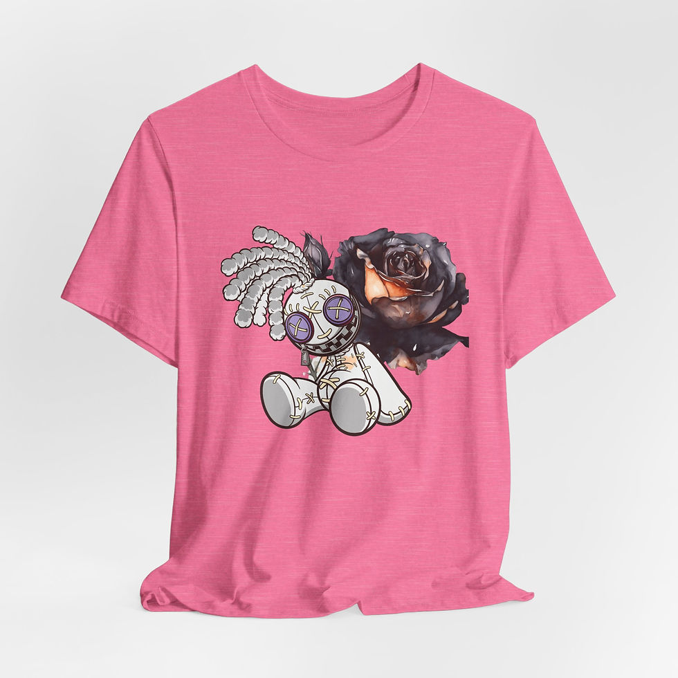 Thumbnail: Funny Metaphysical T-Shirt Voodoo Doll Black Rose Graphic Art Tee Sarcastic Gift