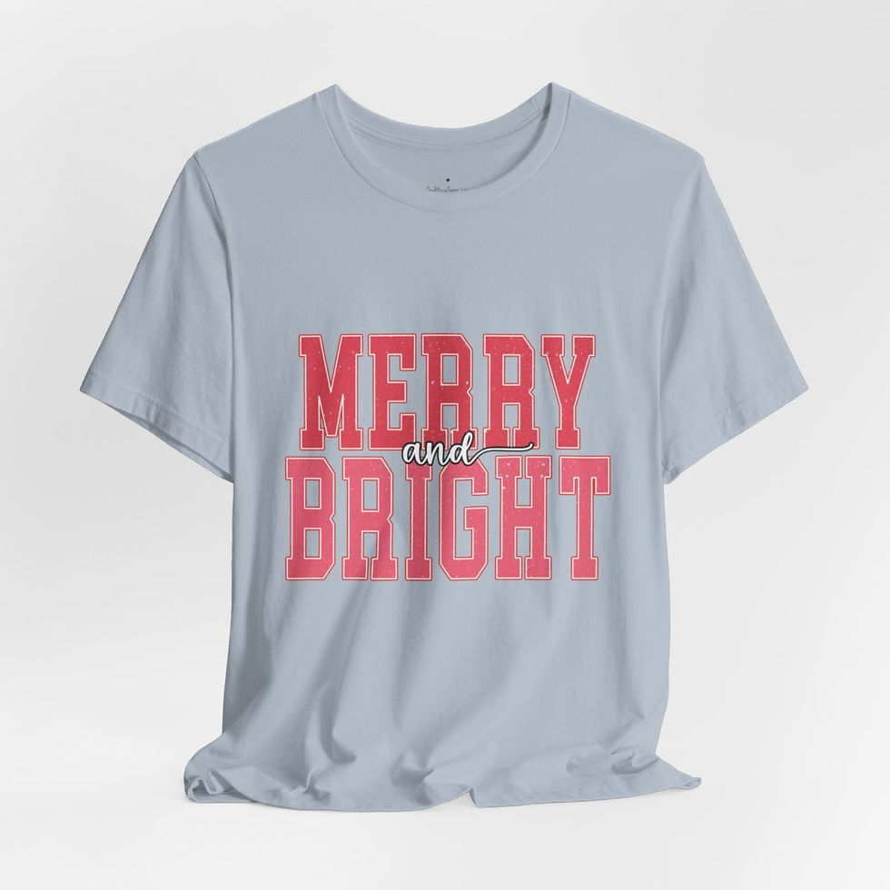 Thumbnail: Christmas T-Shirt Merry and Bright Pink Retro Art Tee Holiday Shirt