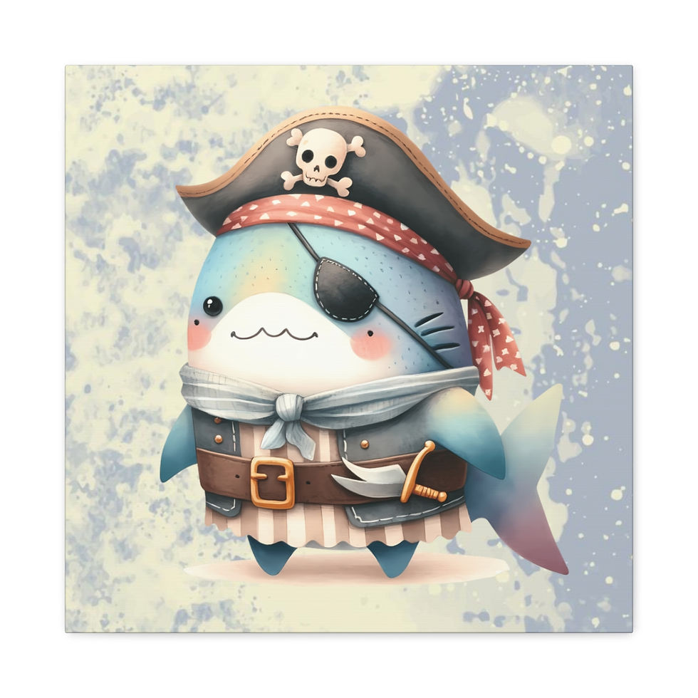 Thumbnail: Artistic Nursery Decor Canvas Art Pirate Shark Canvas Print Boys Decor