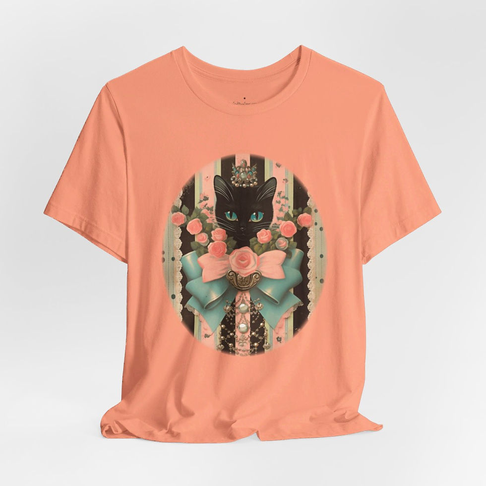Thumbnail: Cat Lover T-Shirt Jeweled Black Cat Art Shabby Art Apparel Trendy Halloween Gift