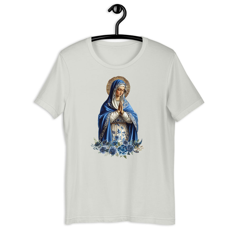 Thumbnail: Artistic Virgin Mary T-Shirt Catholic Faith Wearable Art French Mother Mary Tee