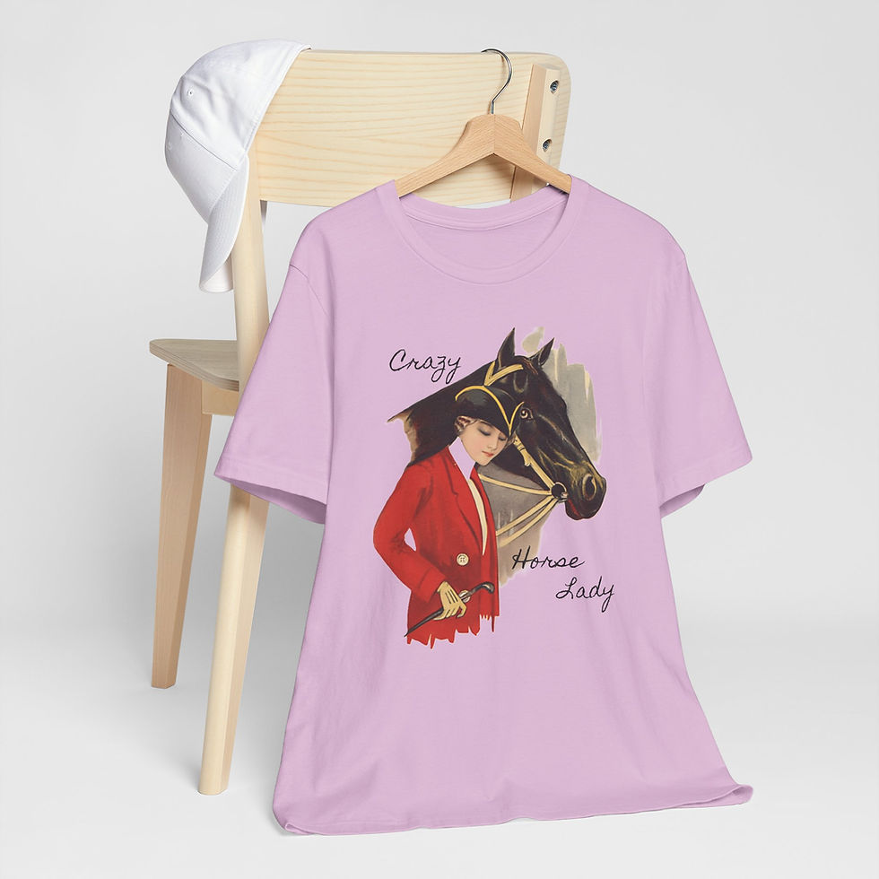 Thumbnail: Artistic Equestrian T-Shirt Crazy Horse Lady Art Deco Woman Wearable Vintage Art
