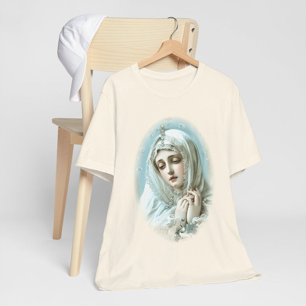 Thumbnail: Shabby Virgin Mary T-Shirt Ave Maria Religious Faith Art Tee Catholic Gifts