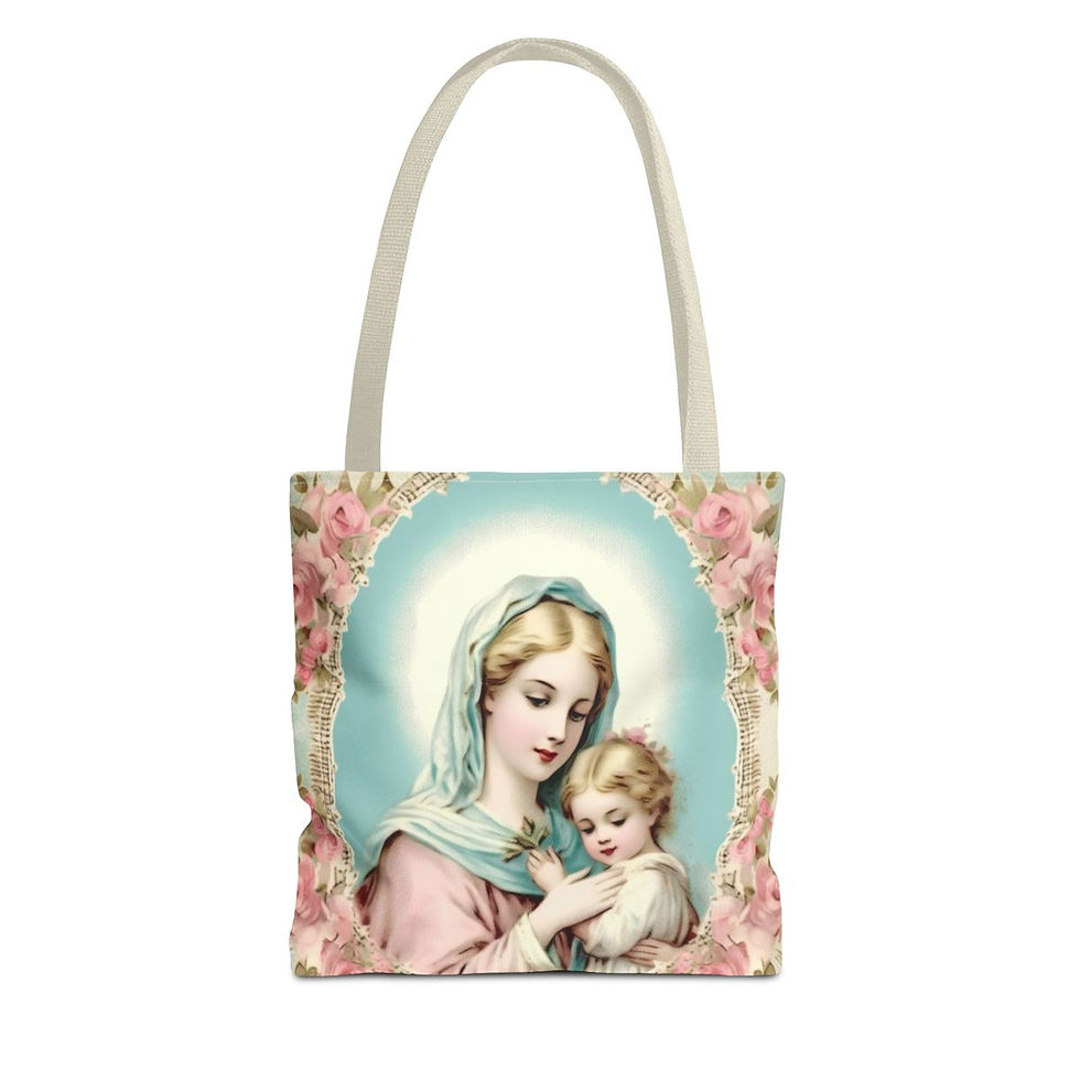 Thumbnail: Shabby Virgin Mary Tote Bag Mother Mary Madonna and Child Serene Catholic Gift