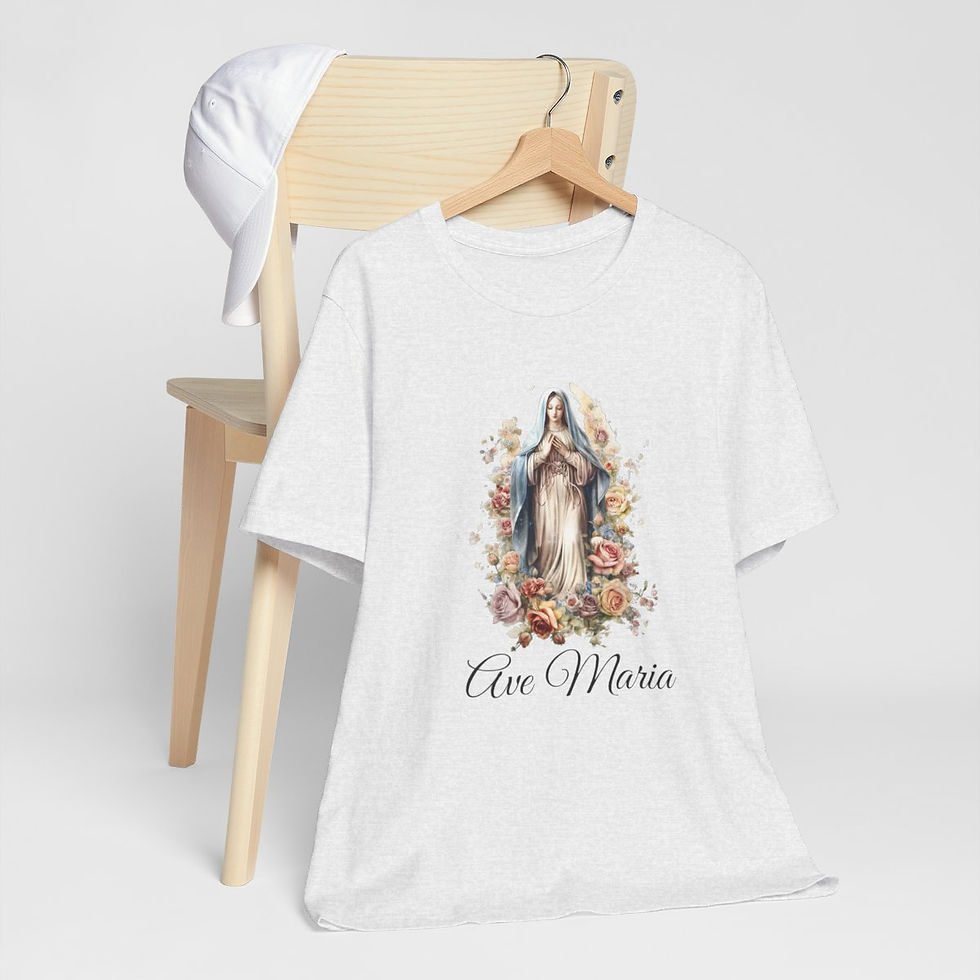 Thumbnail: Ave Maria T-Shirt Virgin Mary in Prayer Unisex art Tee Catholic Faith Gifts