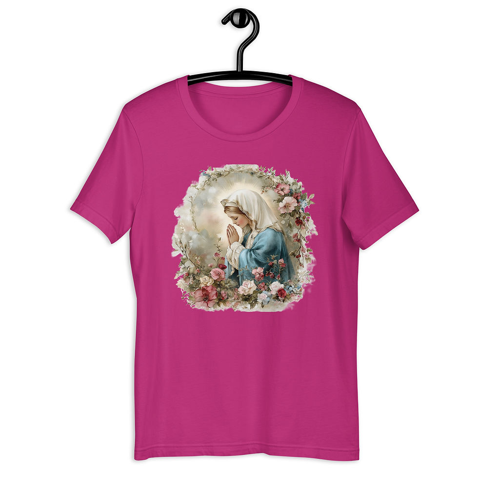 Thumbnail: Artistic Virgin Mary T-Shirt Wearable Art Shabby Catholic Faith, Mother Mary Tee