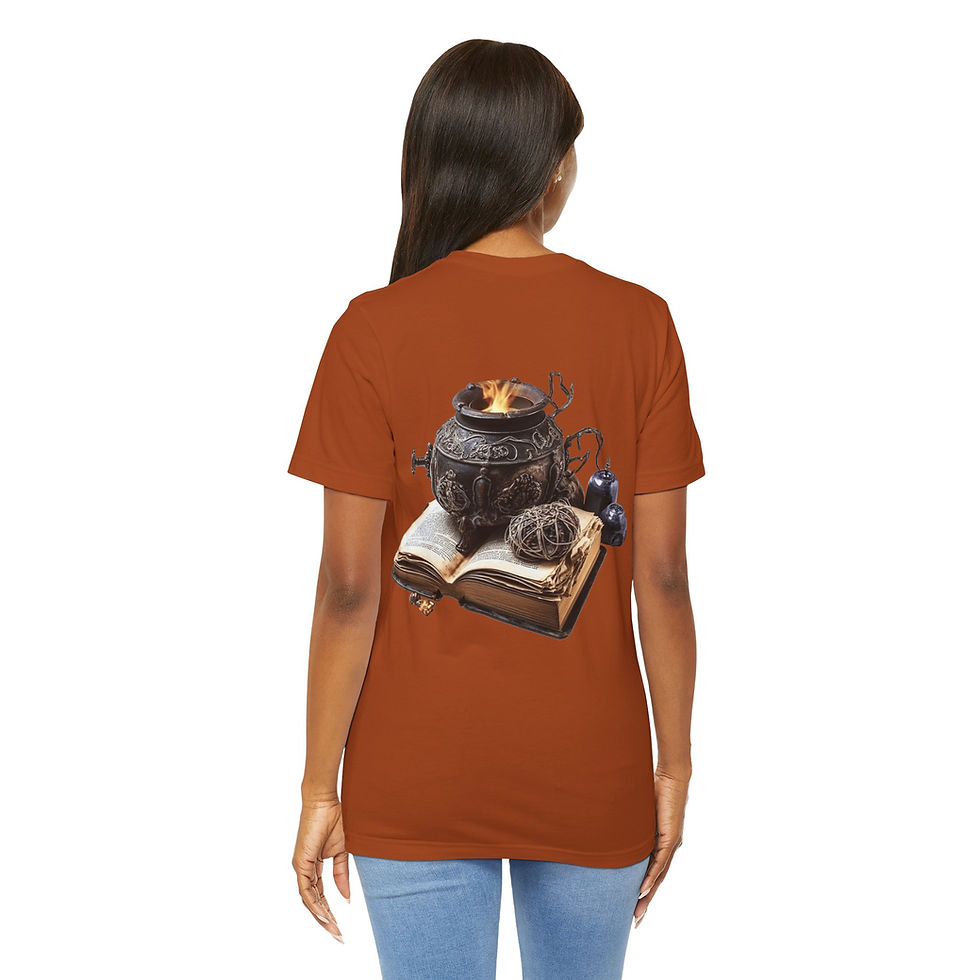 Thumbnail:  Witchy T-Shirt Spell book Cauldron Art Tee Esoteric Expressive Halloween Gifts