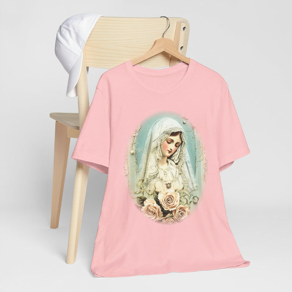 Thumbnail: Shabby Virgin Mary T-Shirt Ave Maria Religious Faith Art Tee Catholic Gifts