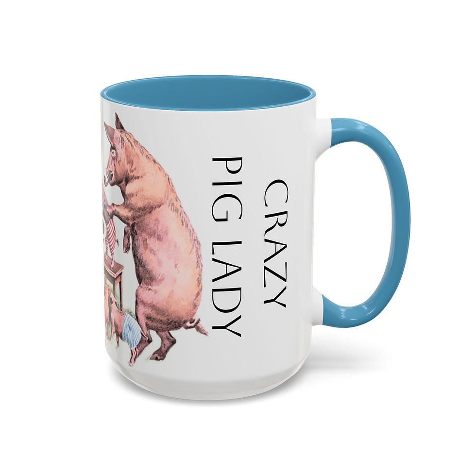 Thumbnail: Pig Lover Coffee Mug Crazy Pig Lady Piglets in a Bath Country Farmhouse Gift 