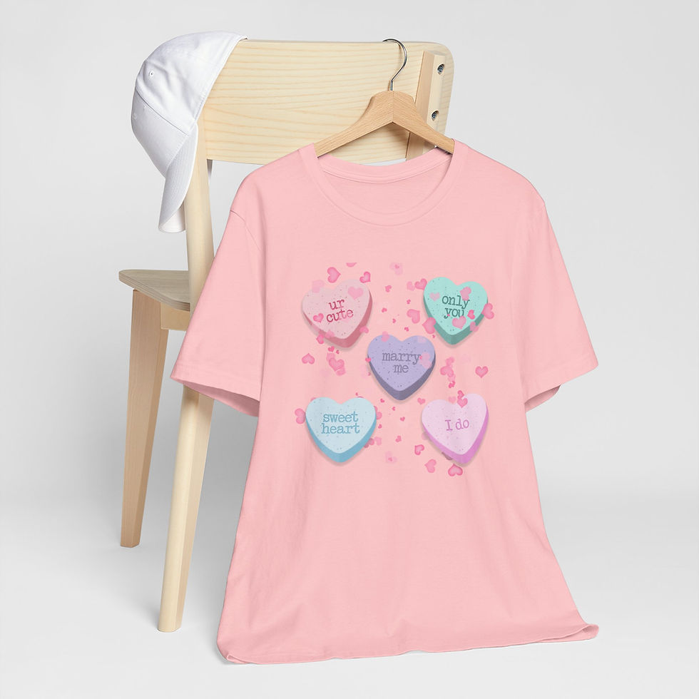 Thumbnail: Retro Valentine's Day T-Shirt Pastel Candy Hearts Artistic Gift Shabby Love Tee