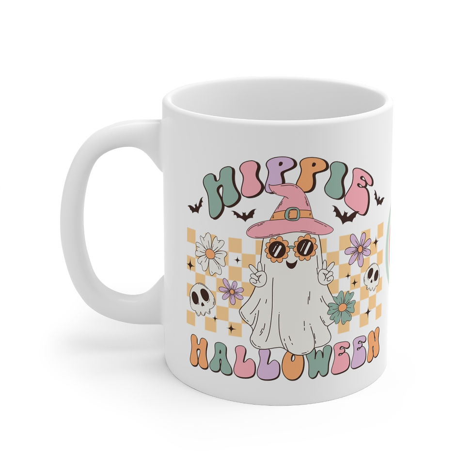 Thumbnail: Artistic Coffee Mug Hippie Halloween Ceramic Art Mug Groovy Baby 11oz
