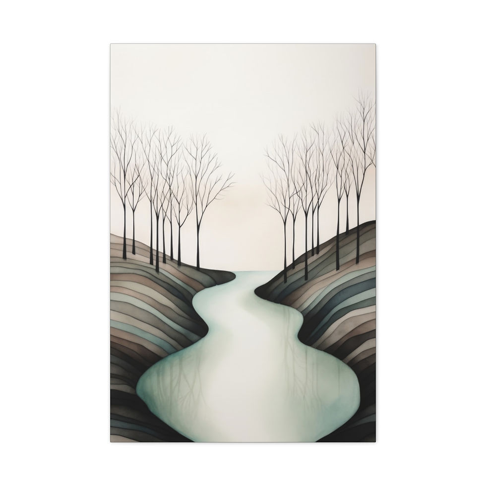 Thumbnail: Modern River Landscape Art Canvas Wall Hanging Statement Wall decor