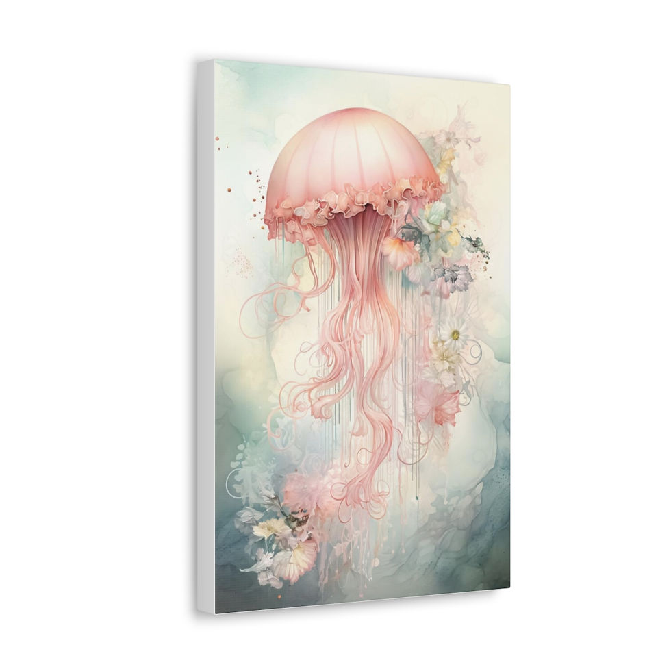 Thumbnail: Shabby Canvas Art Peaceful Under the Sea Artwork Watercolor Print Wall Decor 