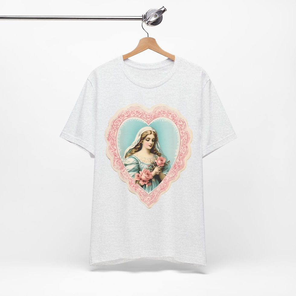 Thumbnail: Shabby Virgin Mary T-Shirt Religious Faith Pastel Art Tee Vintage Catholic Gifts