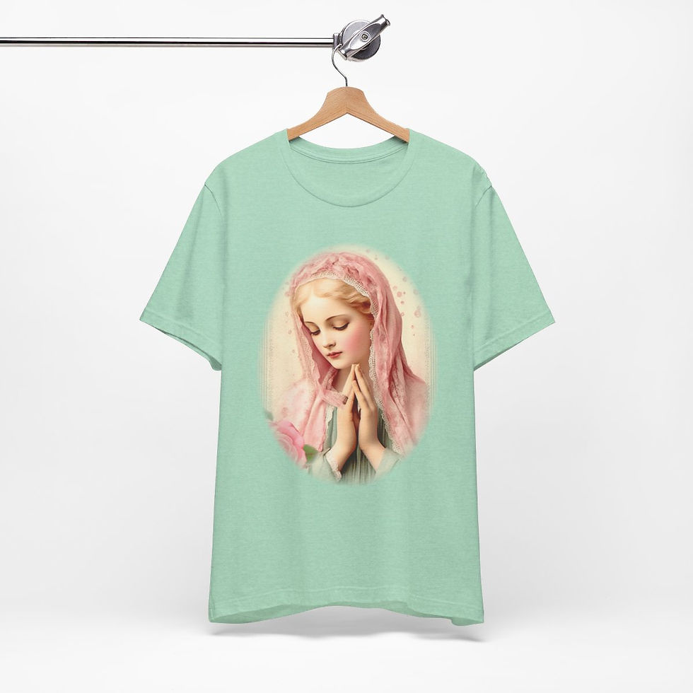 Thumbnail: Virgin Mary T-Shirt Shabby French Madonna Ave Maria Art Tee Catholic Faith Gifts