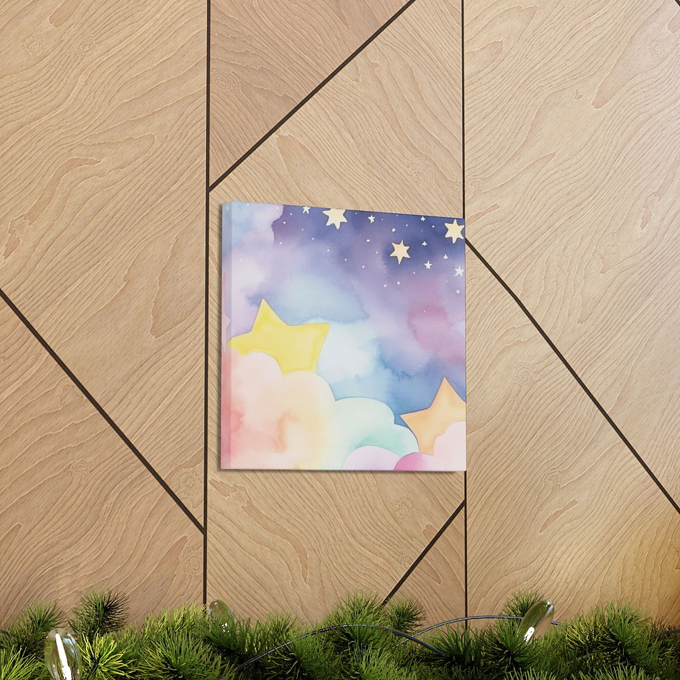 Thumbnail: Artistic Nursery Decor Canvas Art Watercolor Stars Colorful Unisex Canvas Print 