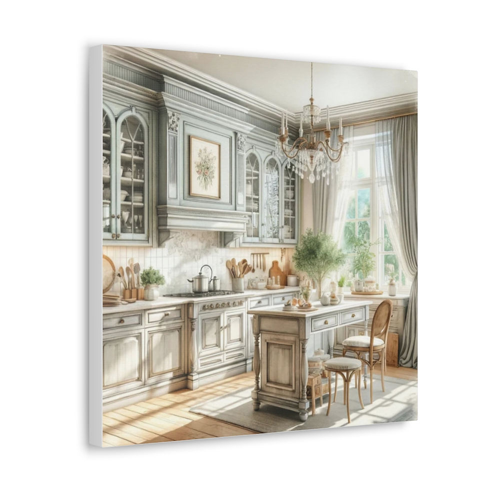 Thumbnail: Shabby French Country Kitchen Canvas Art Farmhouse Cottage Kitchen Pastel Print