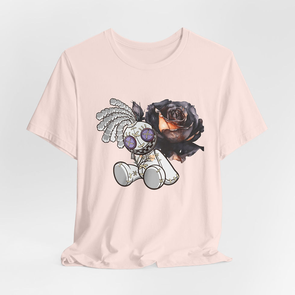 Thumbnail: Funny Metaphysical T-Shirt Voodoo Doll Black Rose Graphic Art Tee Sarcastic Gift