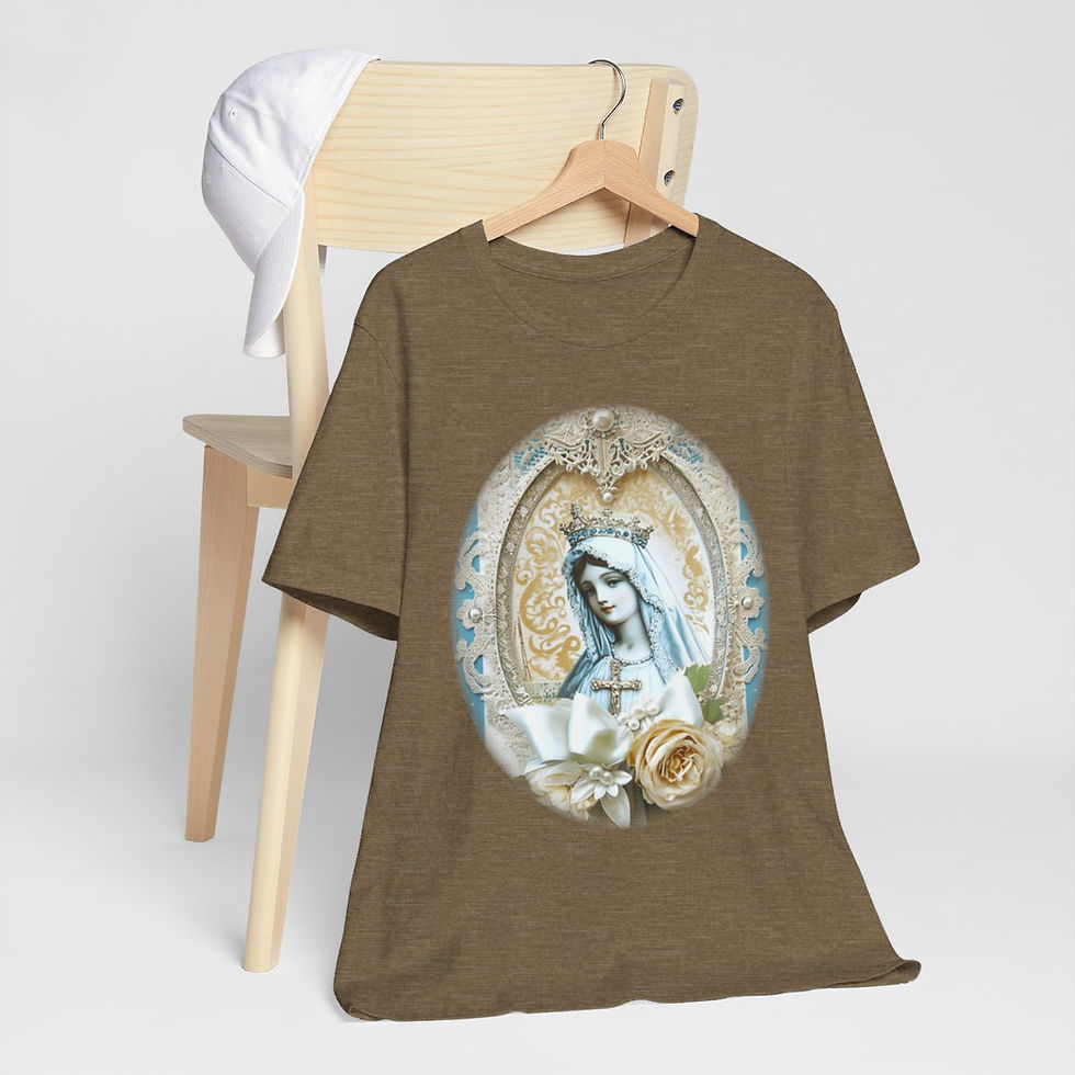 Thumbnail: Shabby Virgin Mary T-Shirt Ave Maria Religious Faith Art Tee Catholic Gifts