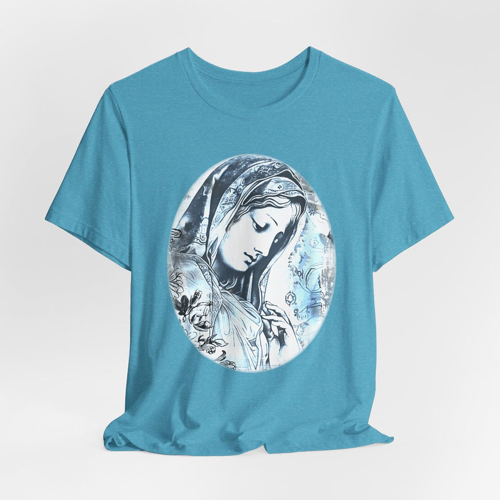Thumbnail: Unisex Virgin Mary T-Shirt Religious Wearable Art Tee Artistic Catholic Gifts