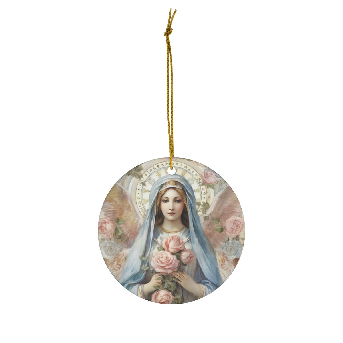 Shabby Virgin Mary Ornament Pink Roses Cottage Christmas Decor Catholic Gifts