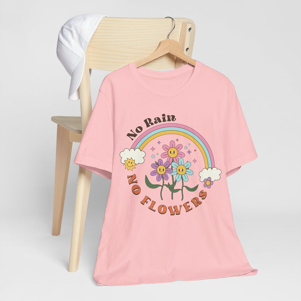 Thumbnail: Spiritual Art T-Shirt Motivational Gifts No Rain No Flowers Retro Apparel