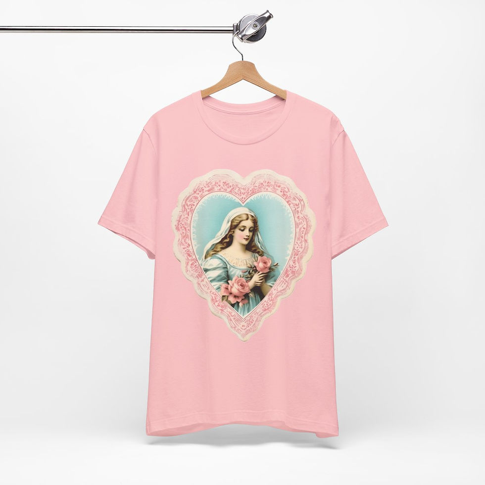 Thumbnail: Shabby Virgin Mary T-Shirt Religious Faith Pastel Art Tee Vintage Catholic Gifts