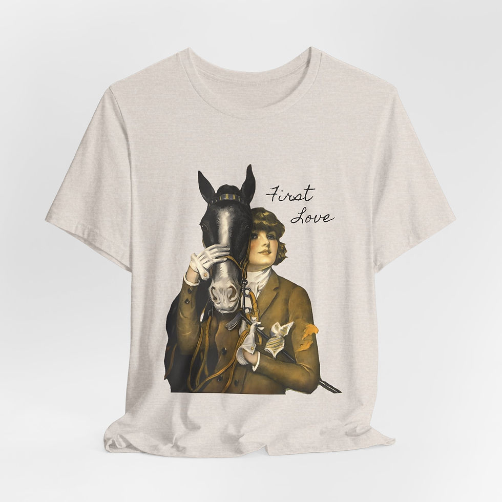 Thumbnail: Artistic Equestrian T-Shirt 1st Love Horse & Art Deco Woman Wearable Vintage Art
