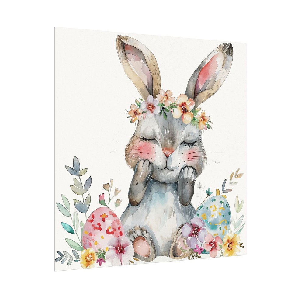 Thumbnail: Shabby Rabbit Watercolor Art Print Sleepy Boho Bunny Cottage Spring Decor 