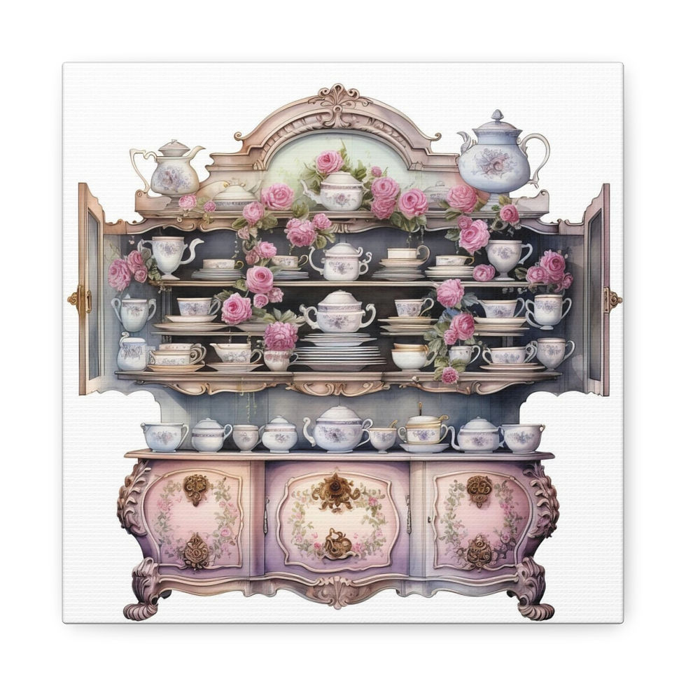 Thumbnail: Shabby Chic Kitchen Art French Country Farmhouse Cupboard Art Canvas Wall decor