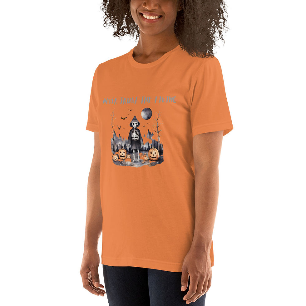 Thumbnail: Artistic T-shirt Never Trust the Living Halloween theme Unisex Tee