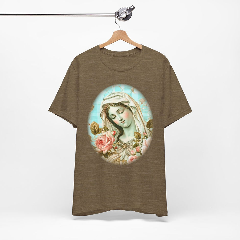 Thumbnail: Virgin Mary T-Shirt Shabby French Ave Maria Faith Art Tee Catholic Gifts