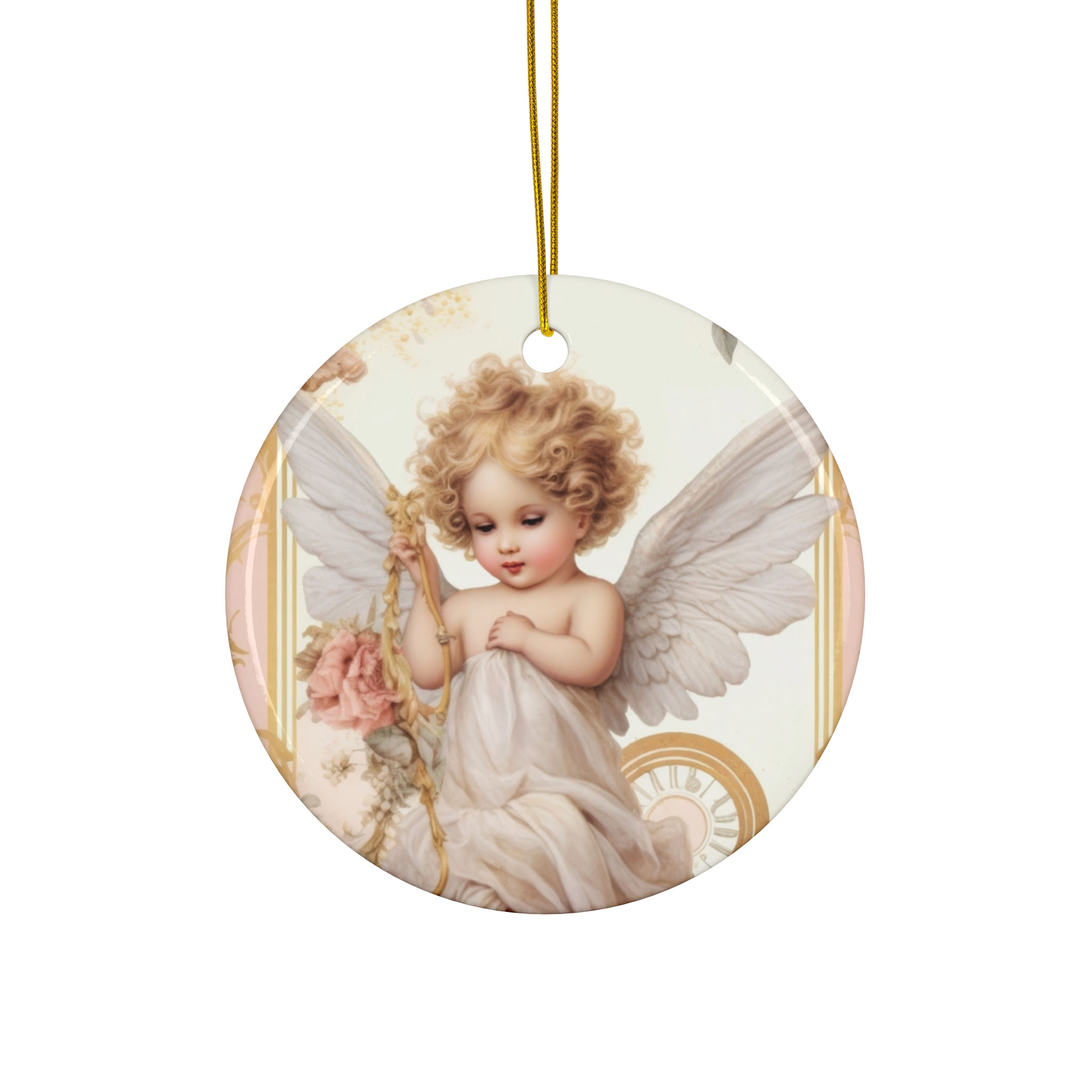 Shabby Victorian Angel - Ceramic Ornament - Cottage Home Decor - Wall Accents