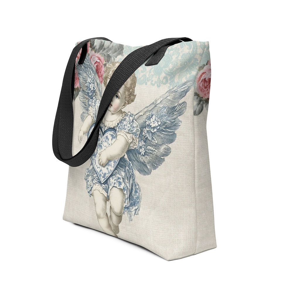 Thumbnail: Artistic Tote Bag, Shabby Chic Cherub, French Country Vintage Victorian Angel