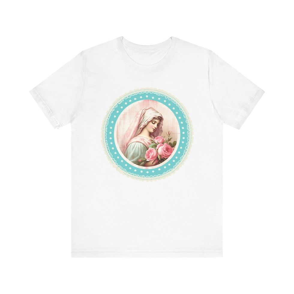 Thumbnail: Shabby Virgin Mary T-Shirt Religious Faith Pastel Art Tee Vintage Catholic Gifts