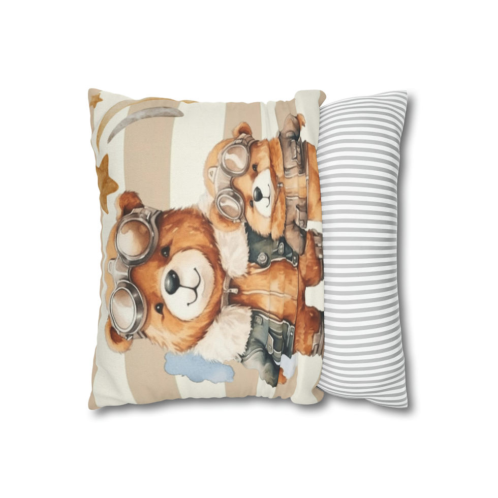 Thumbnail: Artistic Nursery Décor Throw Pillow Cover Pilot Bears Father and Son