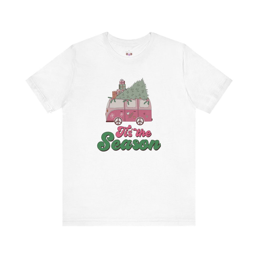 Thumbnail: Retro Hippie Van T-Shirt Christmas Art Tee Tis the Season Holiday Apparel 