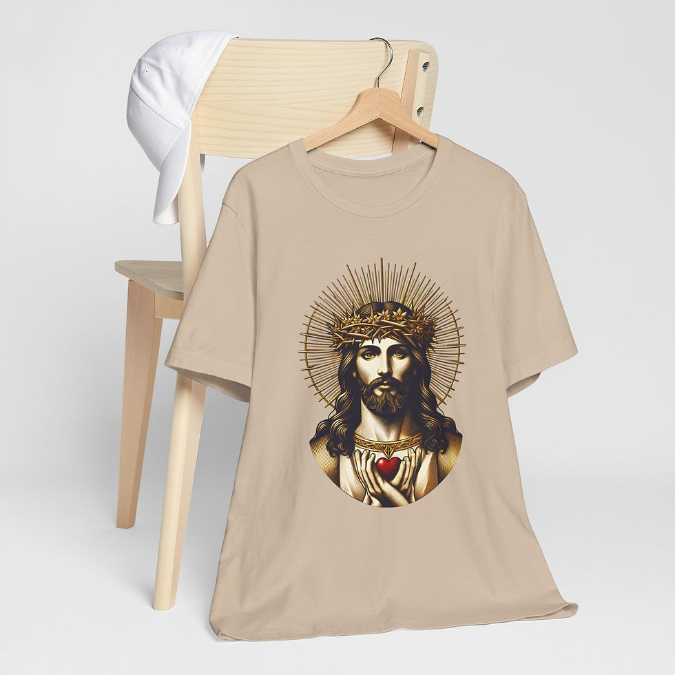 Thumbnail: Artistic T-Shirt Sacred Heart Jesus Crown of Thorns Religious Tee Catholic Faith