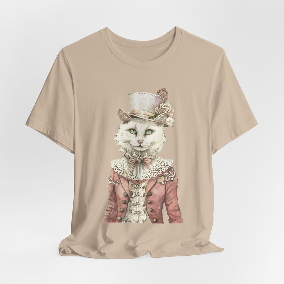 Thumbnail: Victorian Cat Art T-Shirt Shabby Male Kitty Expressive Artistic Cat Lover Gift