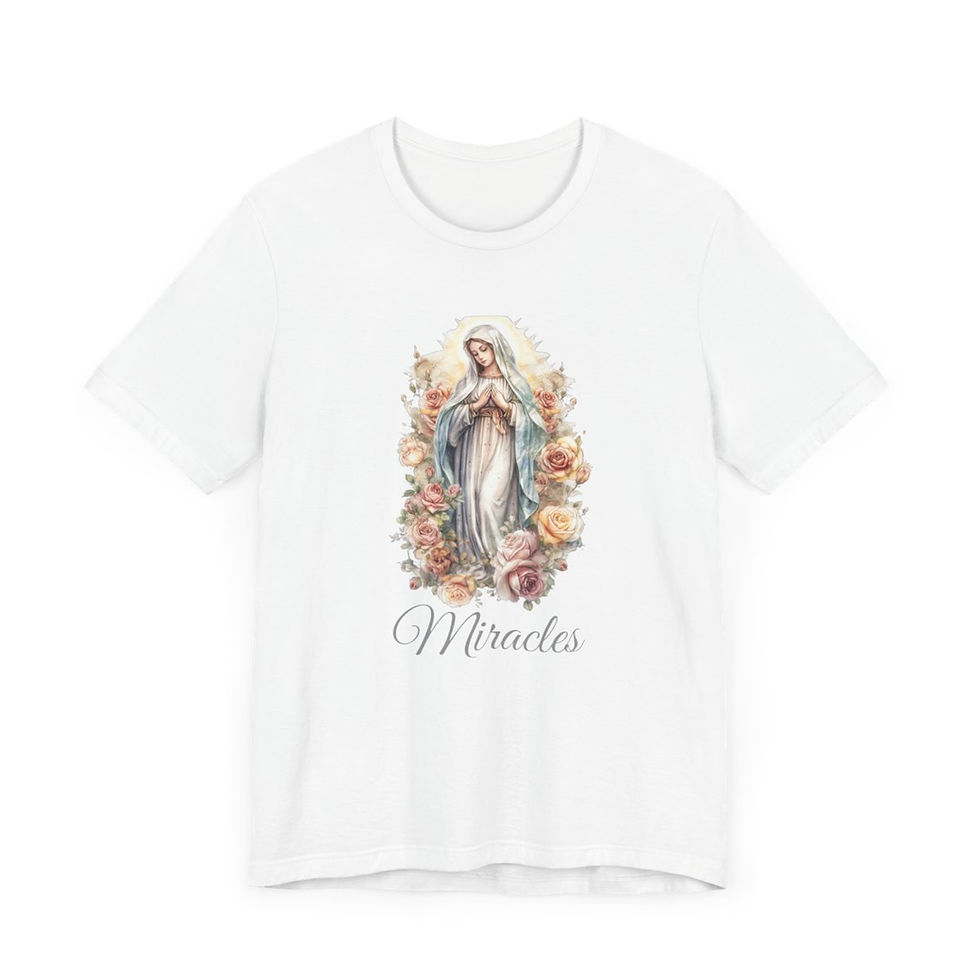 Thumbnail: Artistic Religious T-Shirt Virgin Mary Praying Miracles Unisex Catholic Gifts