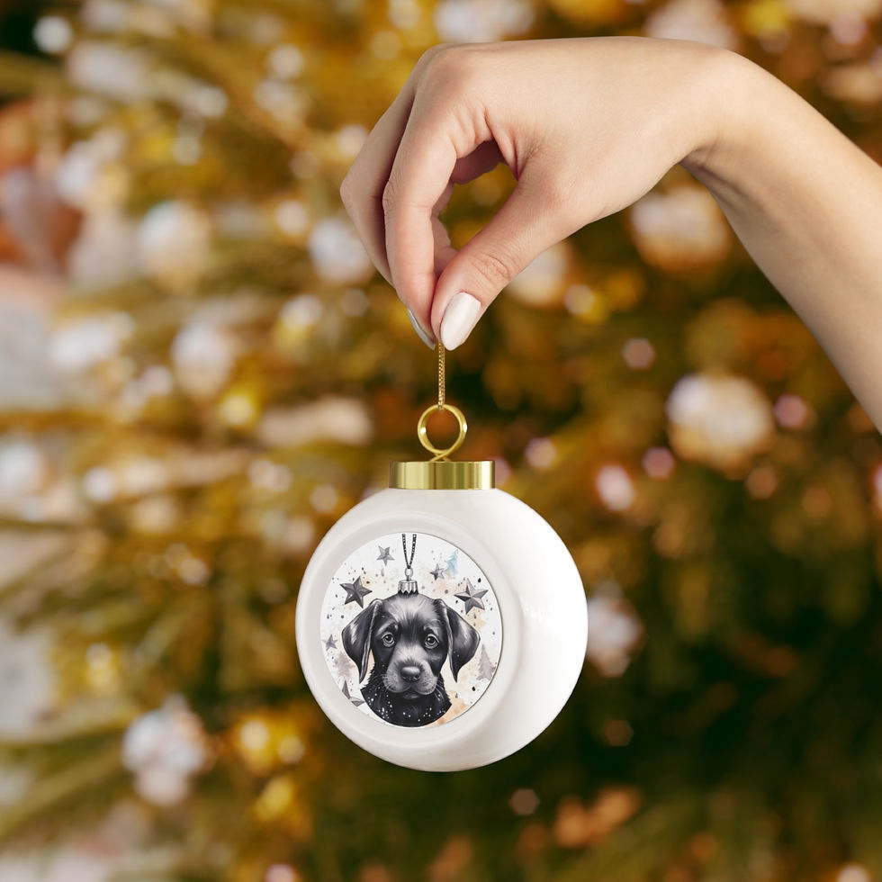 Thumbnail: Black & White Christmas Ornament Starry Night Puppy Art Ornament Trendy Decor