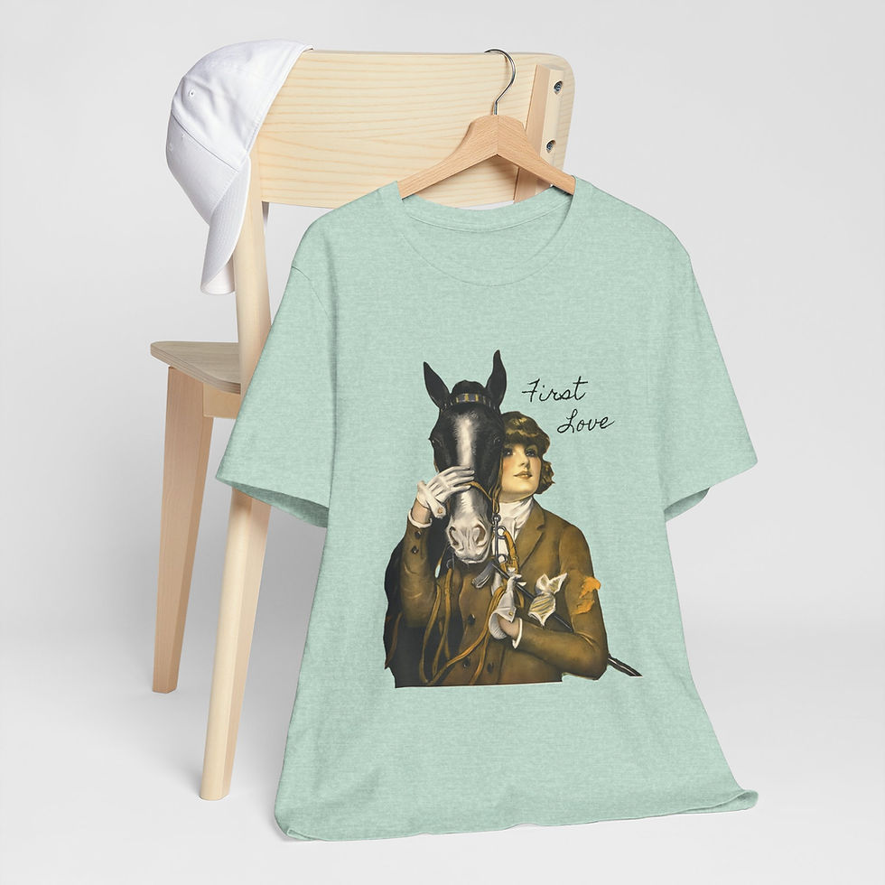 Thumbnail: Artistic Equestrian T-Shirt 1st Love Horse & Art Deco Woman Wearable Vintage Art