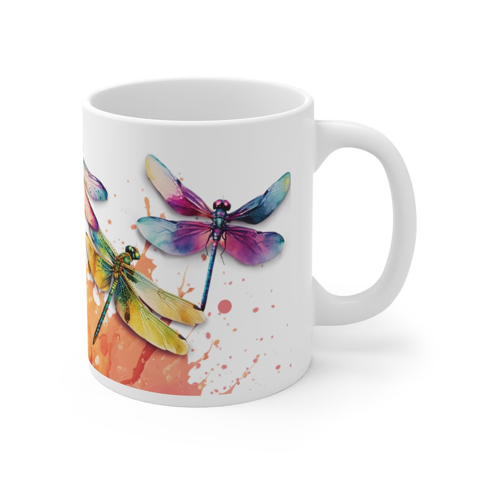 Thumbnail: Watercolor Dragonfly Artistic Coffee Mug Nature Themed Good Luck Gifts