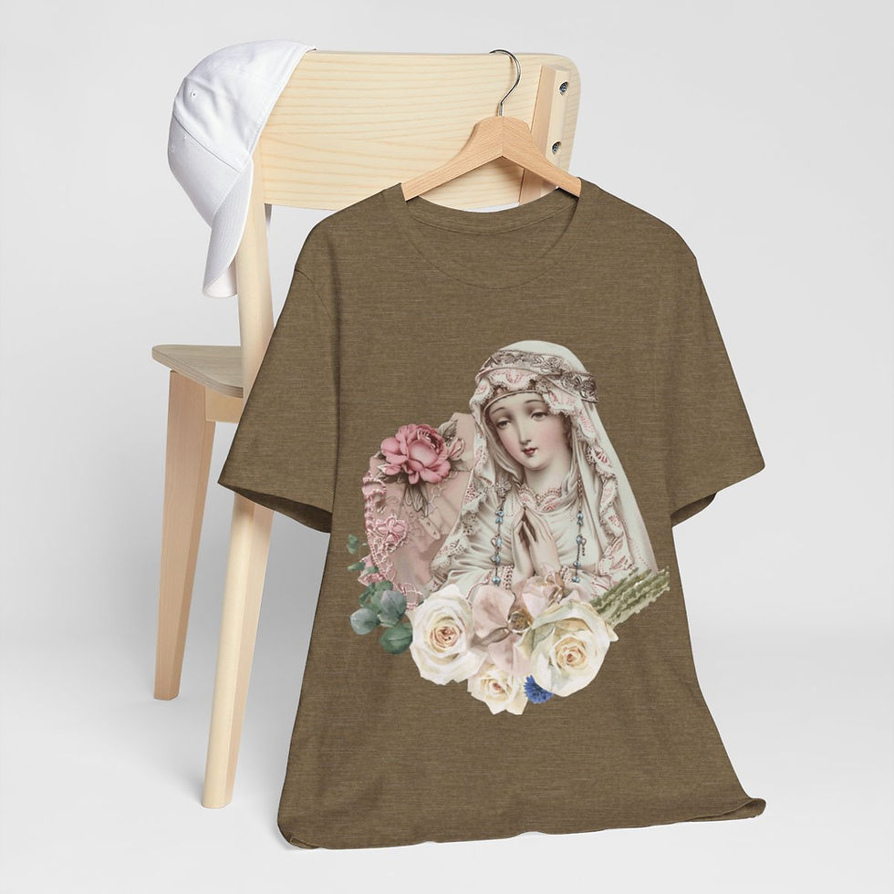 Thumbnail: Praying Virgin Mary & Roses T-Shirt Religious Faith Art Tee Catholic Gifts