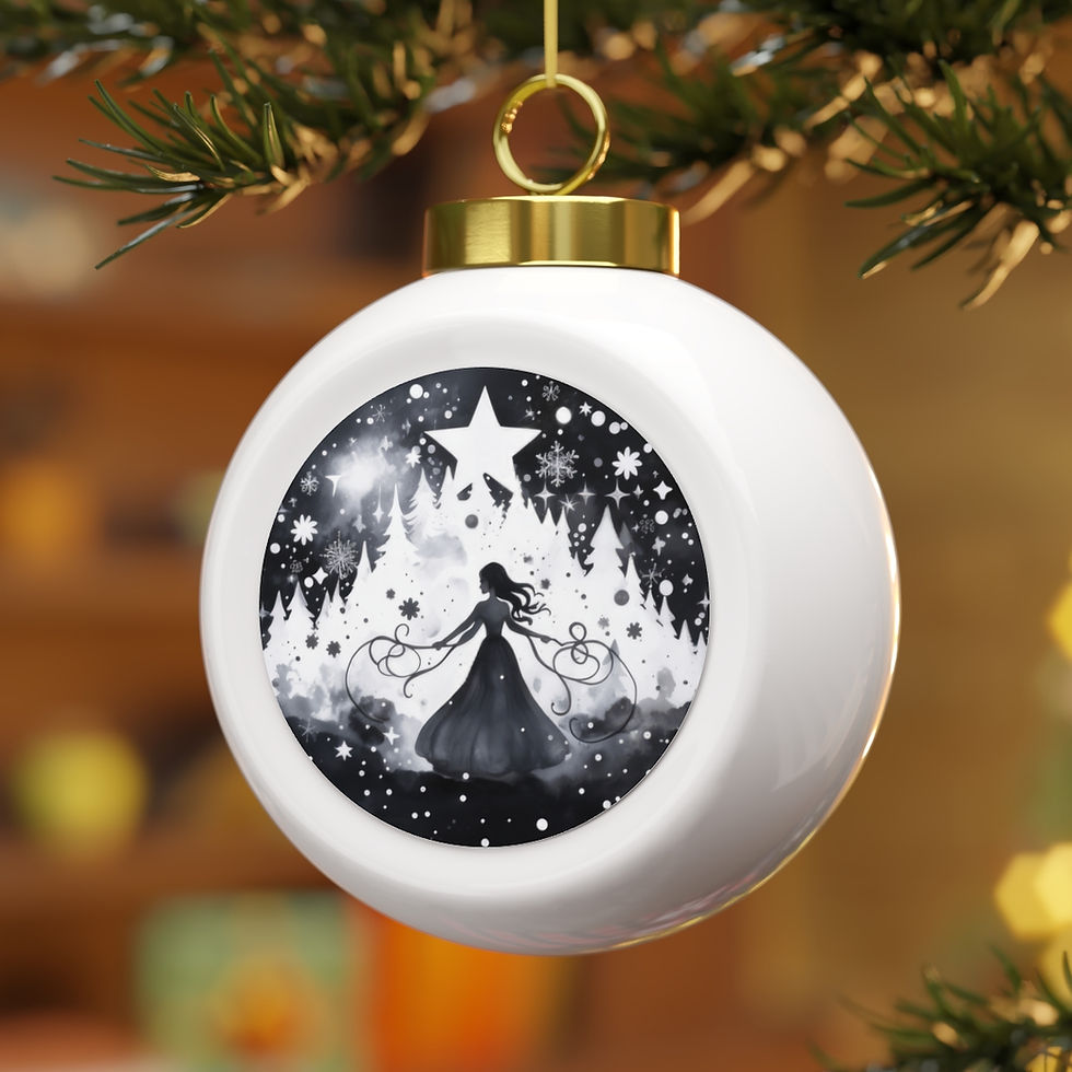 Thumbnail: Black & White Christmas Ornament Starry Night Princess Art Ornament Trendy Decor