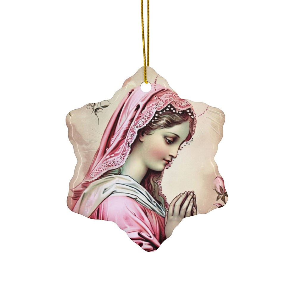 Thumbnail: Virgin Mary Ornament Shabby Pink Religious Christmas Decor Catholic Gift