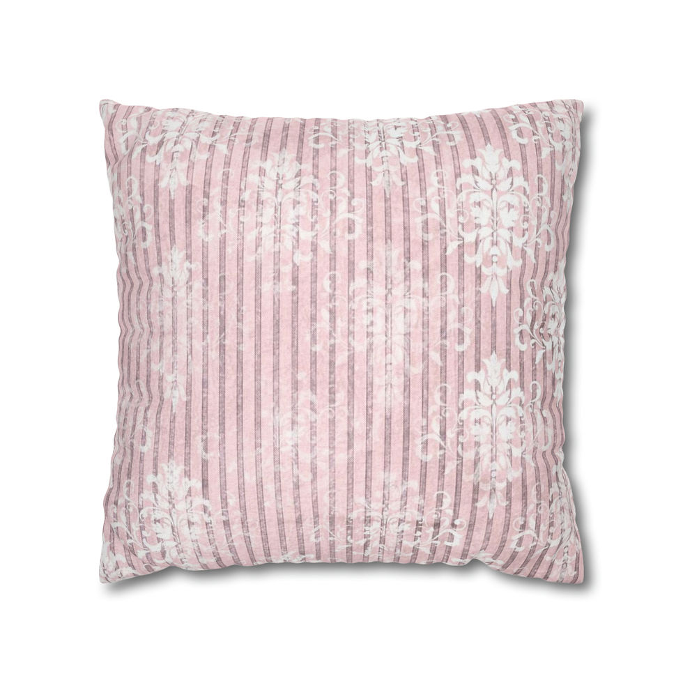 Thumbnail: Pink Throw Pillow Cover Vintage Style Distressed Damask Artistic Decor