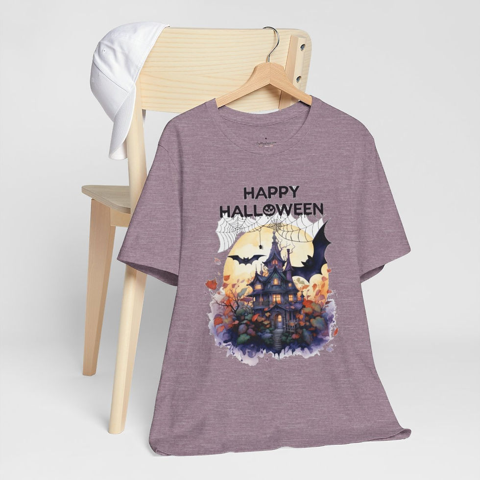 Thumbnail: Halloween T-Shirt Spooky Haunted House Art Fall Apparel Trendy Gift