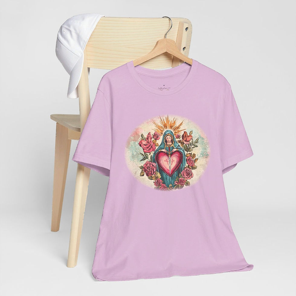 Thumbnail: Virgin Mary T-Shirt Shabby Mother Mary Immaculate Heart Catholic Art Tee
