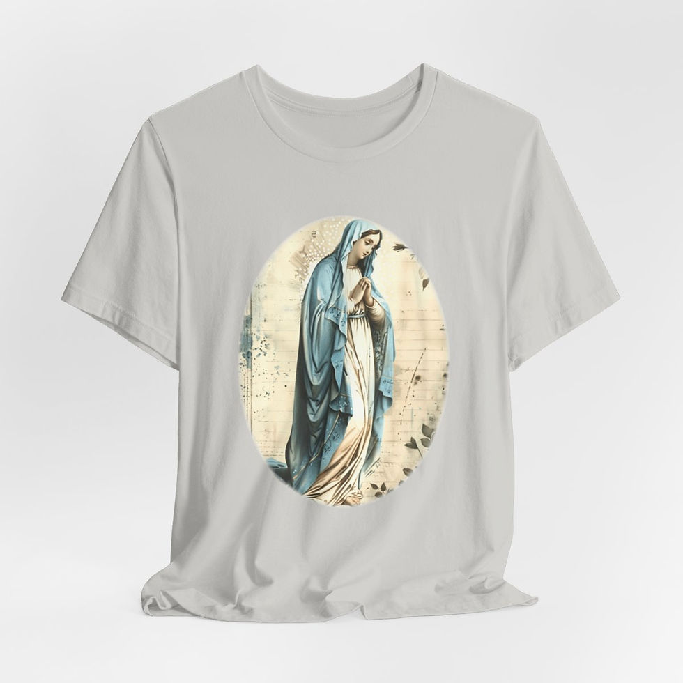 Thumbnail: Shabby Virgin Mary T-Shirt Religious Vintage Art Tee Artistic Catholic Gifts